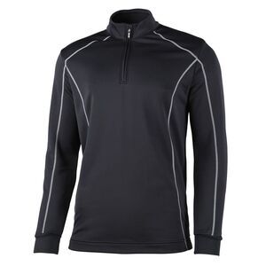 Rhino Mens Casual Sports Athletic Seville 1/4 Zip Midlayer Breathable Top / Blac